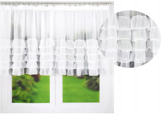 Elegantná Biela Záclona s Volánikmi 400x100 cm, Ľahká Montáž